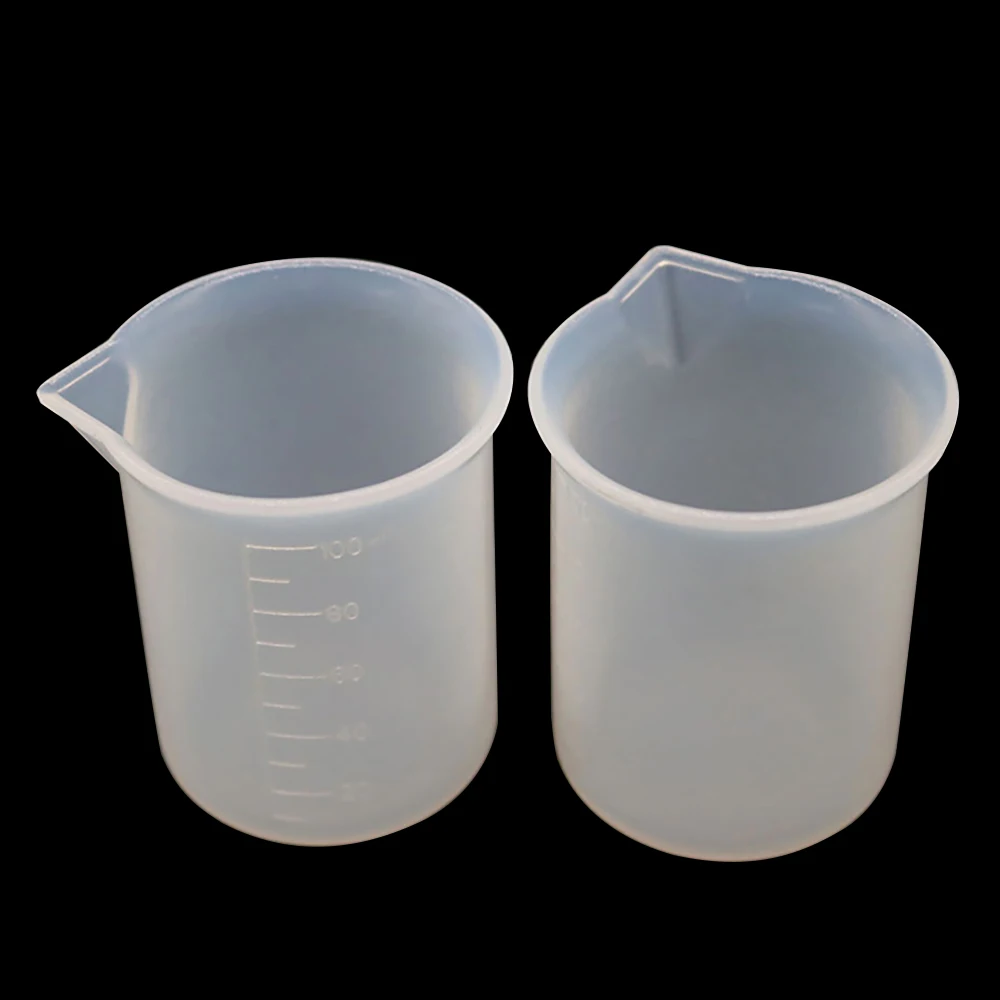 Taza medidora de silicona sin lavado con forma de gota de Gel de cristal, herramienta de fabricación DIY, herramienta de pastel de silicona de calidad alimentaria con escala, 100ml, 1 Uds. - imagen 4
