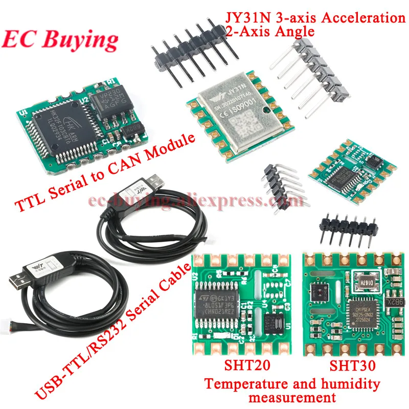 Módulo TTL Serial a CAN JY31N WT31N Sensor de actitud de ángulo acelerómetro de 3 ejes USB-TTL 232 SHT20 SHT30 WT931 RM3000 magnético