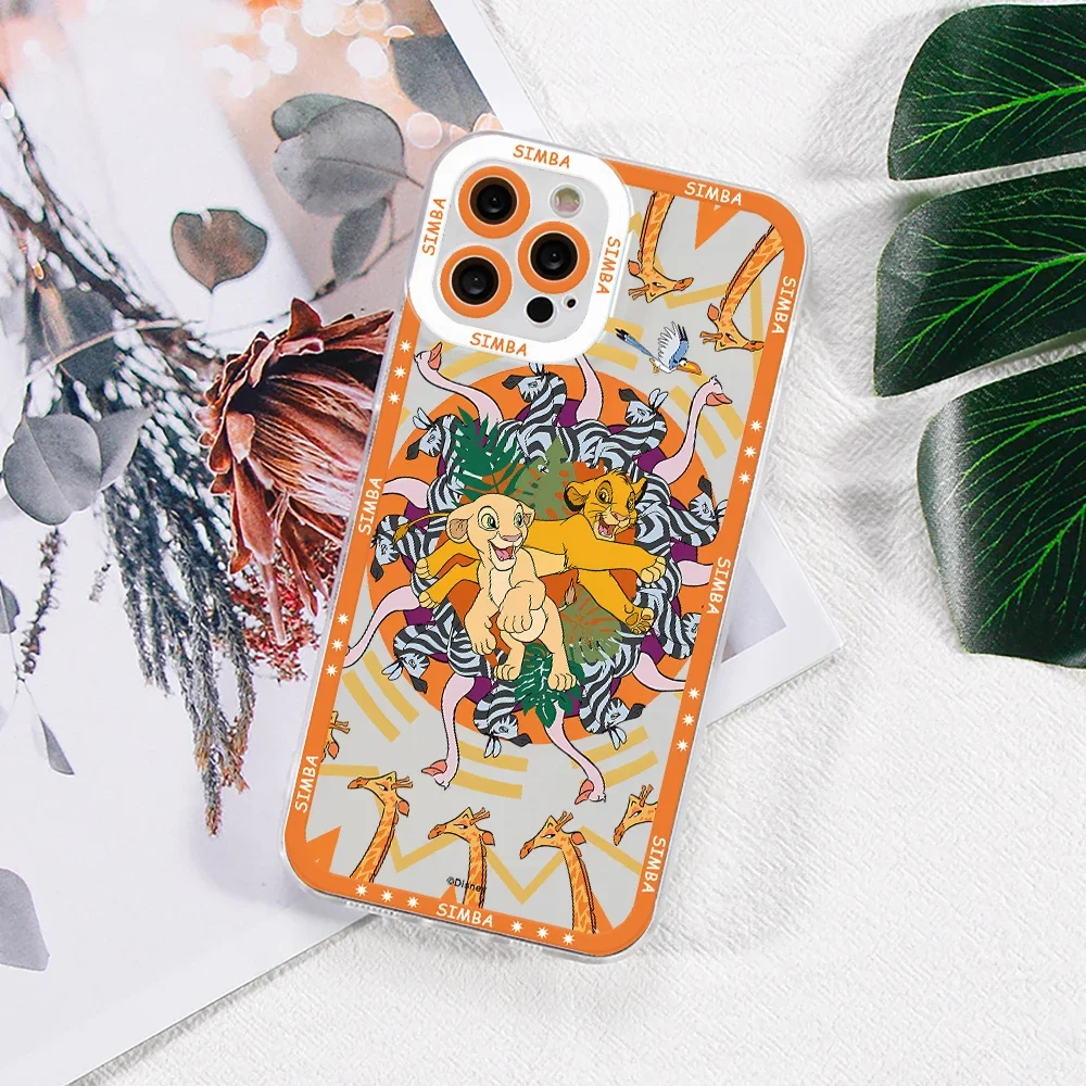 Funda de teléfono King Lion Simba para iPhone 16 15 14 Plus 13 12 Mini 11 Pro Max X Xs XR 7 8, funda suave transparente con estampado de borde - imagen 4