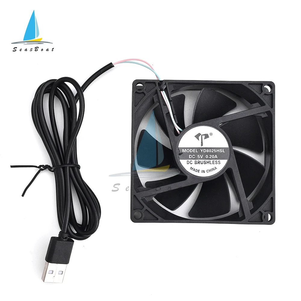 Ventilador de refrigeración sin escobillas para ordenador, Enfriador de plástico negro, interfaz USB, 8025/9225/12025 DC 5V - imagen 3