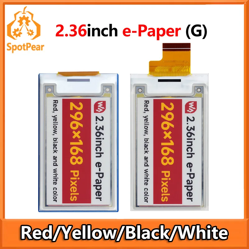 Módulo de papel electrónico de 2,36 pulgadas (G) Pantalla de tinta electrónica 296x168 SPI para Arduino / Raspberry Pi / STM32