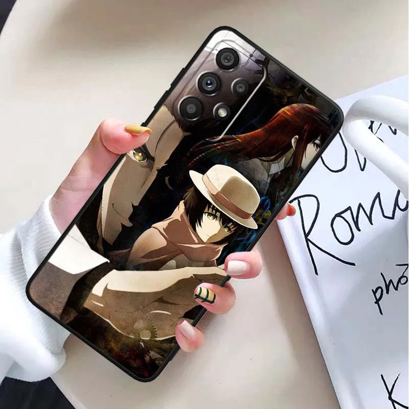 Kurisu Makise funda de Anime para Samsung Galaxy A54 A55 A56 A70 A71 A72 A73 J4 J6 M02 M11 M12 5G funda de teléfono negra - imagen 4