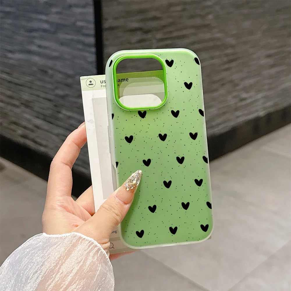 Funda de teléfono de caramelo mate con lunares y corazón negro para OPPO A5 Pro Reno 14 13 12 11 10 Pro 14F 13f 12f A60 A5 A79 Find X8PRO - imagen 3