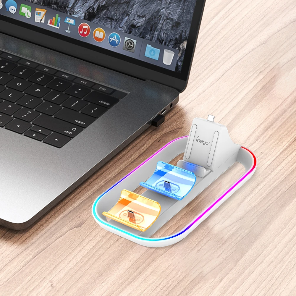 Base de carga 3 en 1 para PS5, soporte de carga portátil tipo C con estación de carga de luz RGB para Sony Playstation Portal - imagen 5