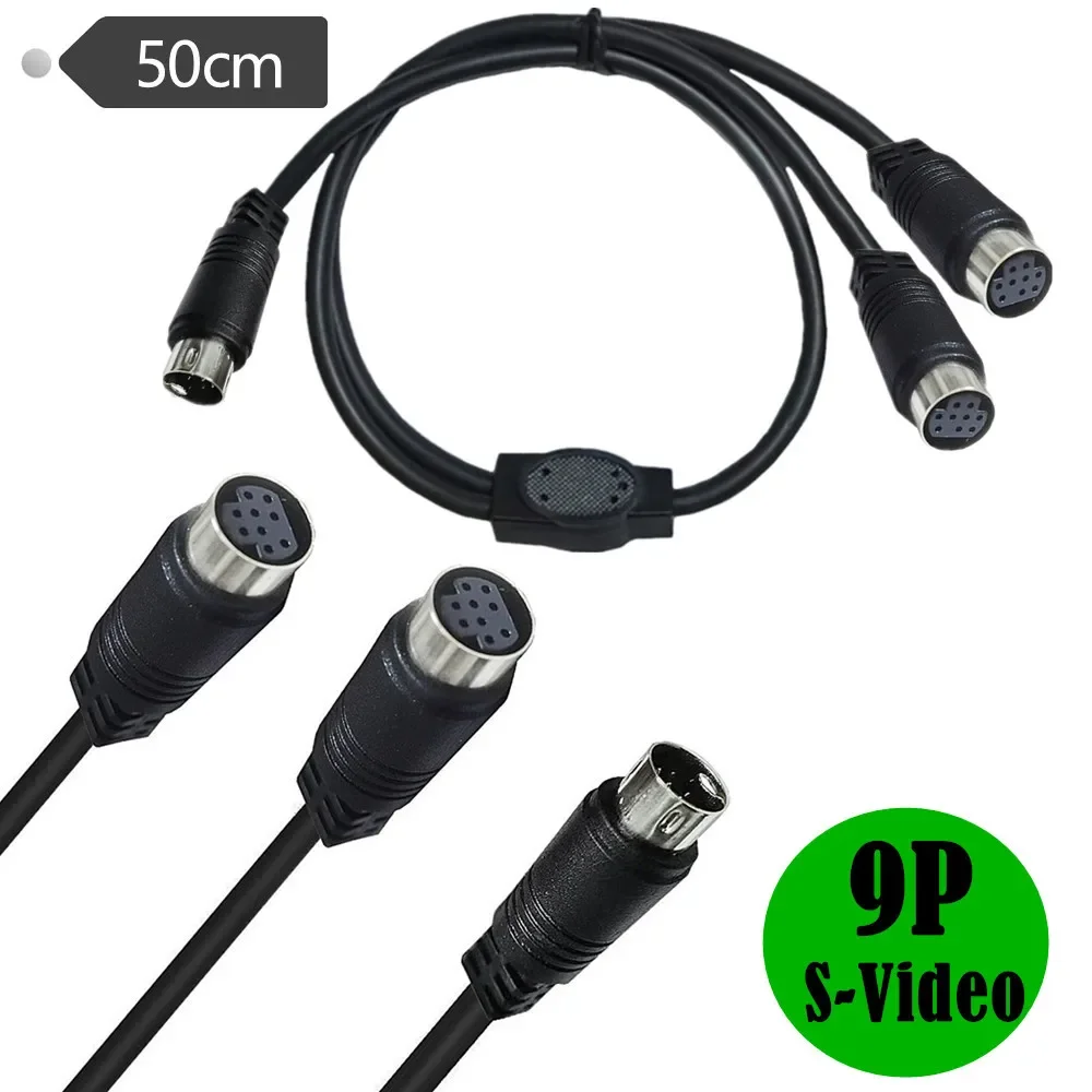 Cable adaptador Mini DIN divisor Y de 9 pines, cable mini de audio/vídeo Din de 9 núcleos, Cable decodificador de audio y vídeo S de 0,5 M - imagen 3