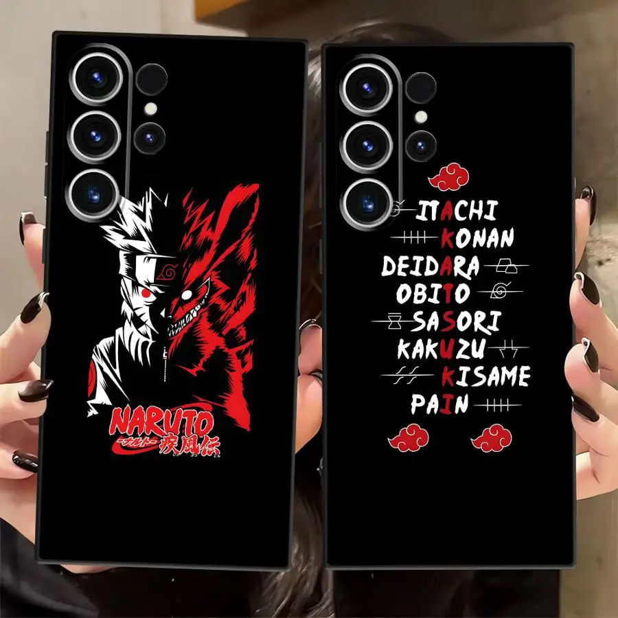 Funda artística con logotipo de Akatsuki de dibujos animados para Samsung Galaxy S25 Edge S23 Ultra S20 S24 Plus S21 FE, funda de teléfono suave negra