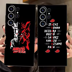 Funda artística con logotipo de Akatsuki de dibujos animados para Samsung Galaxy S25 Edge S23 Ultra S20 S24 Plus S21 FE, funda de teléfono suave negra