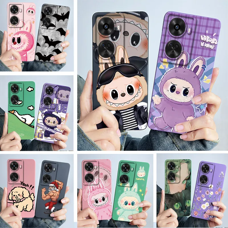 Carcasa para Huawei Nova 11SE/12SE/10SE/9SE/Nova 9, funda de teléfono con dibujos animados de Labubu, fundas de protección completa de silicona líquida suave, funda trasera