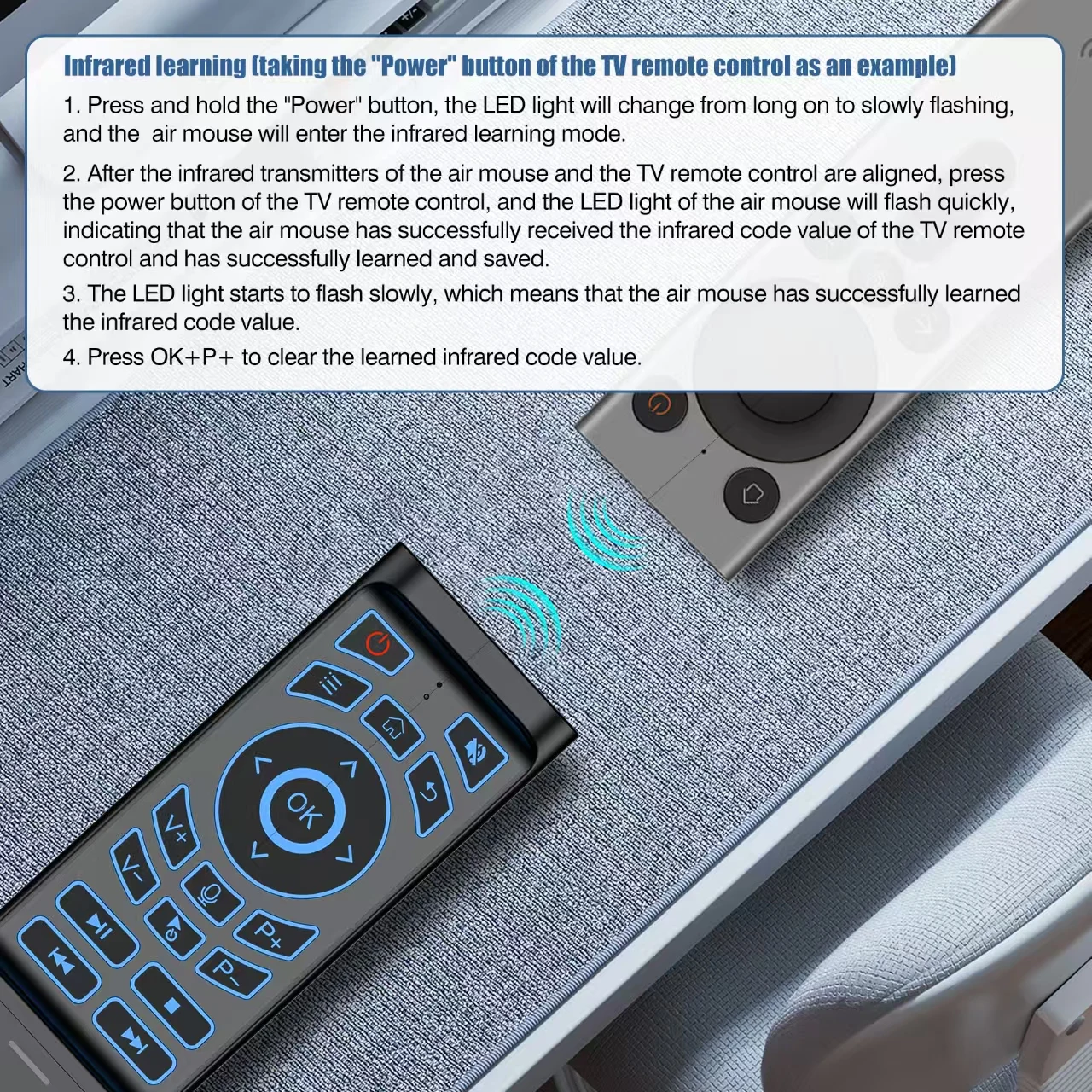 Mini teclado inalámbrico multimodo M3, conjunto de Control remoto, retroiluminado de 7 colores con conexión inalámbrica + 2,4G de doble canal BT para TV box - imagen 2