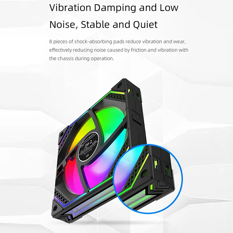 TEUCER JM-2 Kit de ventilador con cubierta ARGB espejo ciclo efecto de luz refrigeración PWM 800-2000RPM enfriador de computadora empalme inalámbrico 120mm ventilador de PC - imagen 4