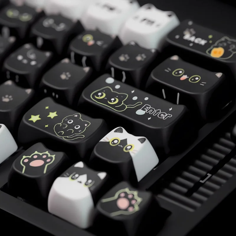 MiFuny-teclas con cabeza de gato negro, sublimación PBT, perfil MAO personalizado, accesorios para teclado mecánico, regalo, PC y portátil - imagen 4