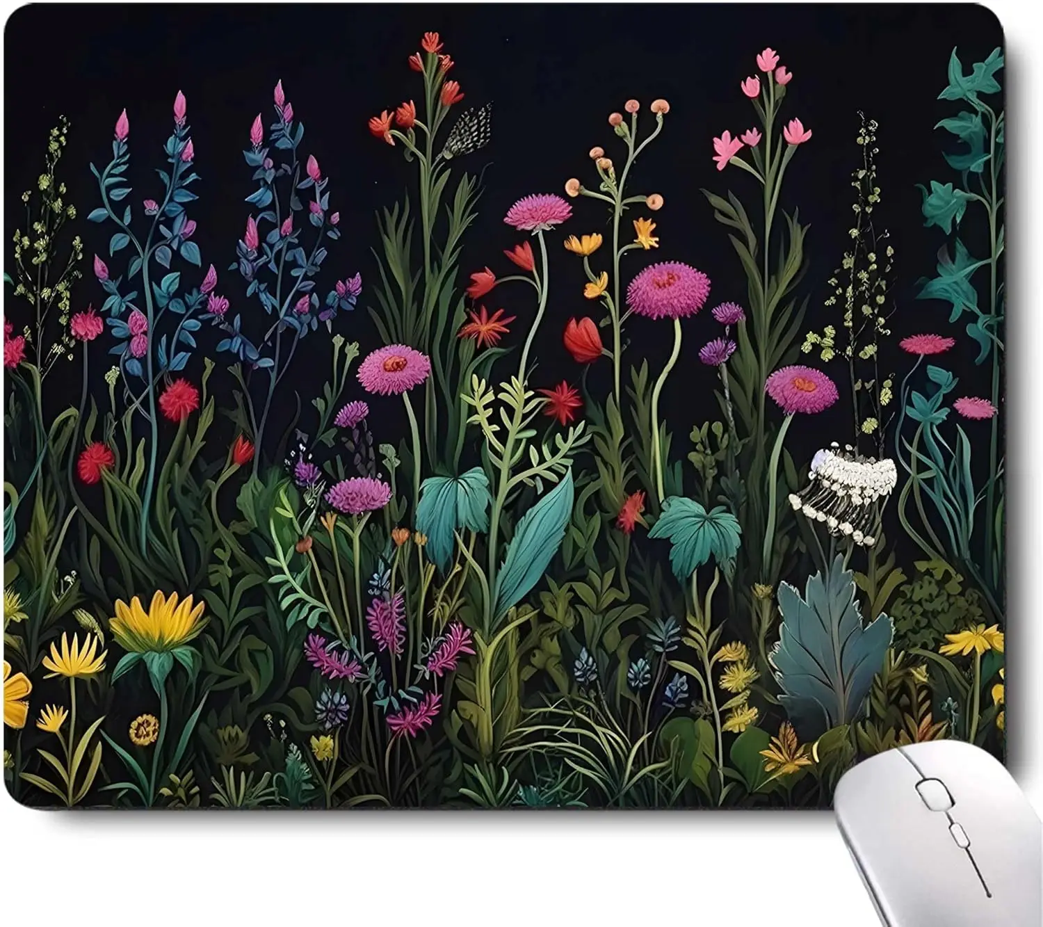 Alfombrilla de ratón cuadrada con flores y plantas, alfombrillas para mesa de juegos para oficinas de ordenador, alfombrillas de ratón antideslizantes de goma, alfombrillas de escritorio decorativas de tamaño pequeño - imagen 5