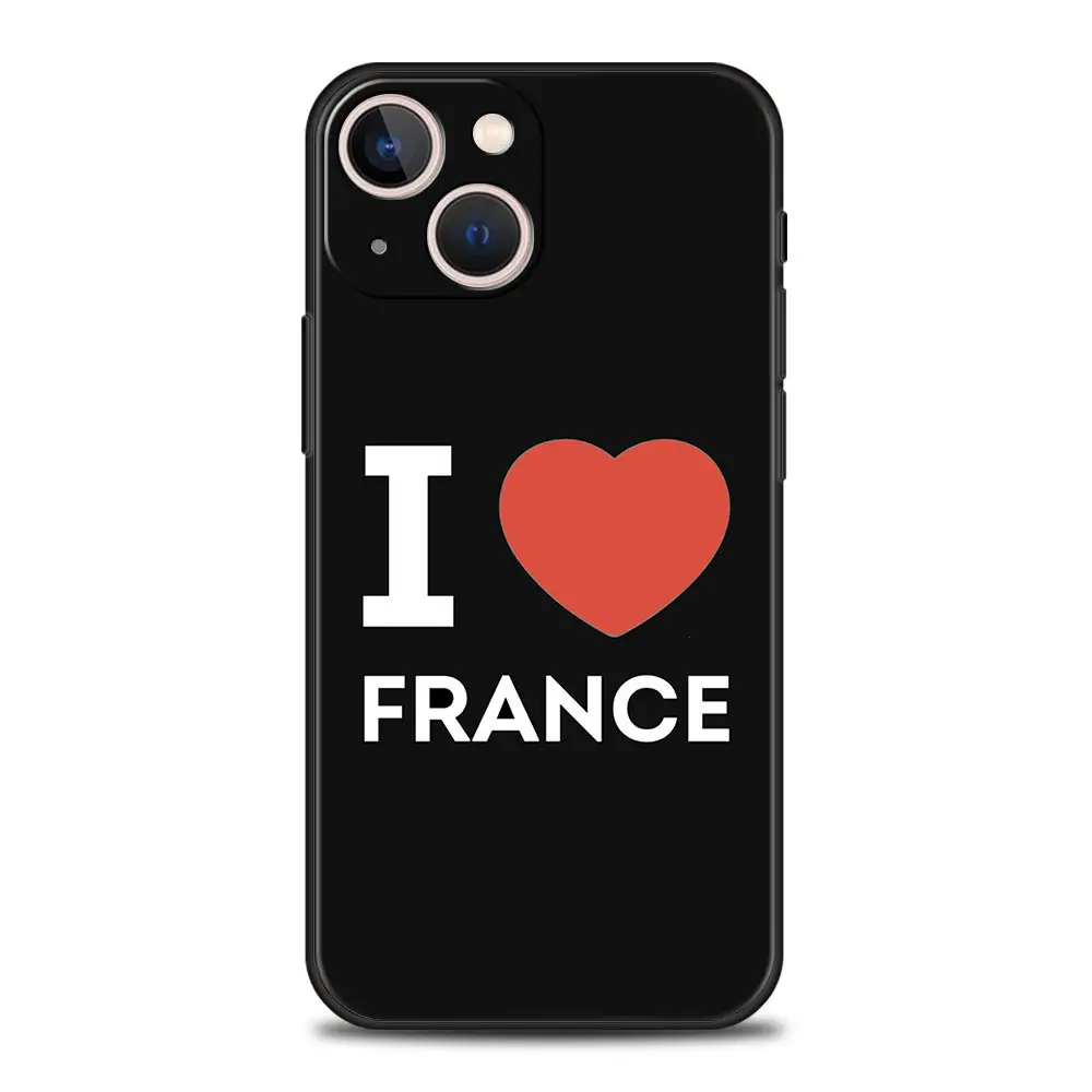 Funda de teléfono de lujo para Apple iPhone, 11, 15, 14 Pro MAX, 12, 13, 7, 8 Plus, X, XR, XS, MAX, SE, Funda de silicona negra, Bandera de Francia - imagen 4