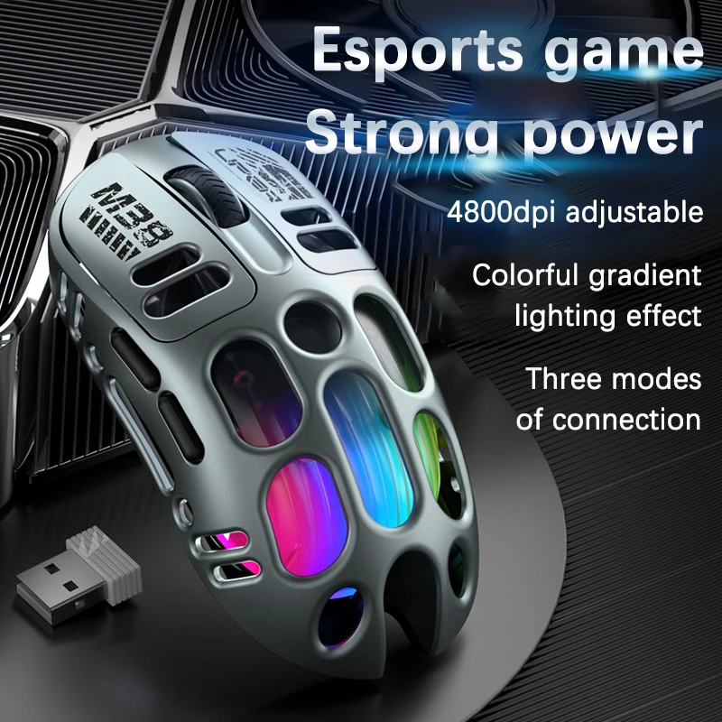 UTHAI M38 nuevo Bluetooth tres modos ratón inalámbrico carga RGB emisor de luz mecánico sonido hueco ratón para juegos - imagen 3