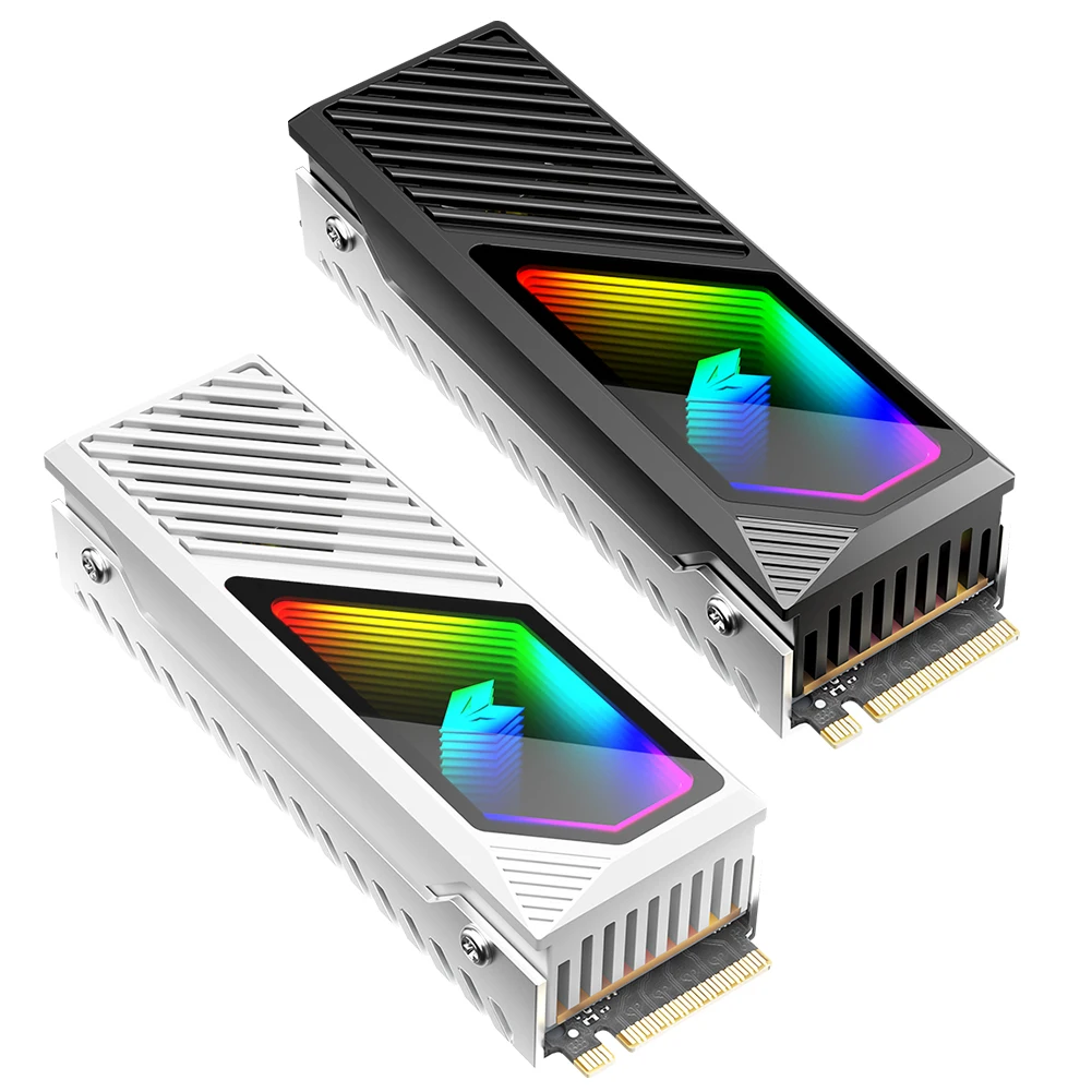 Disipador de calor M.2 2280 SSD, disipador de calor con almohadilla térmica de silicona, disipador de calor de disco duro ARGB de 5V y 3 pines, ventilador incorporado para SSD M.2 2280