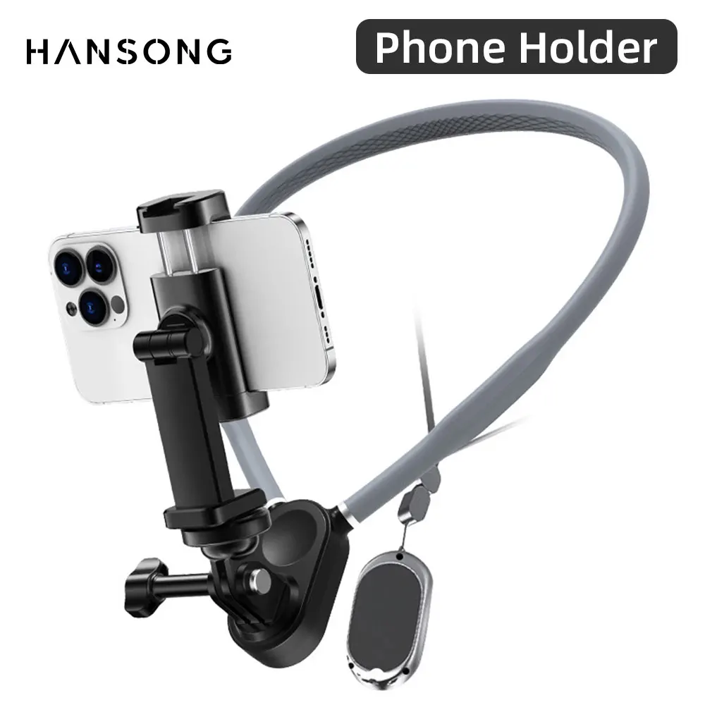 HANSONG soporte magnético de silicona para cuello soporte de liberación rápida para IPhone 16 15 14 13 12 11 10 SAMSUNG HUAWEI XIAOMI accesorios para teléfono - imagen 2