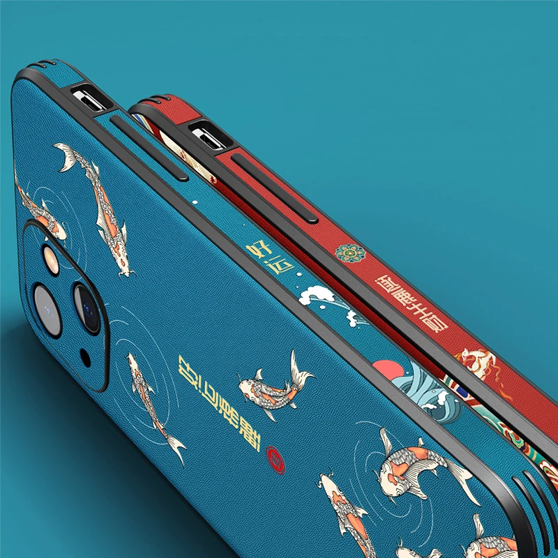 Carcasa en relieve para iPhone 16 15 14 Plus 13 Pro Max Mini funda con patrón de relieve 3D funda de silicona PU de cuero a prueba de golpes Fundas - imagen 2