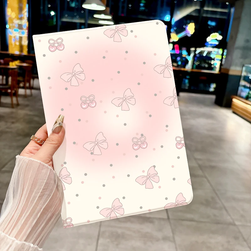 Bonita funda con lazo de cereza de lunares para iPad pro 10/11 pulgadas 2020/6/7th /8th /Air 3rd/Air 4th/9th gen/Air 5th Gen 2022/Air 11