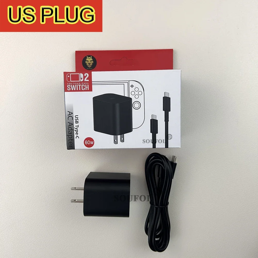 Cargador rápido de 60W para consola de juegos Switch, enchufes estándar, accesorios de fuente de alimentación para enchufe de EE. UU./UE - imagen 4