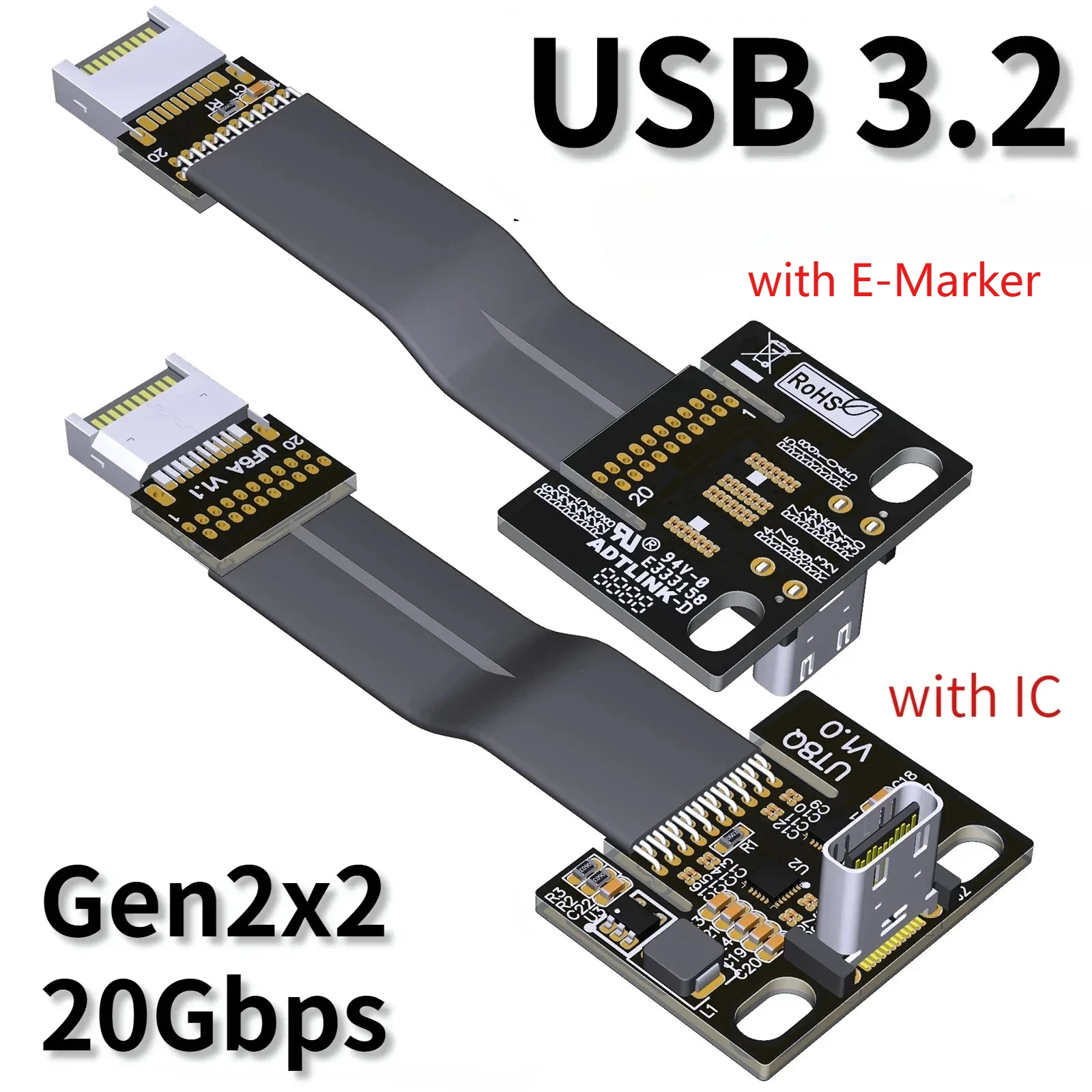 Cable Extensor USB-C a USB-E 3.2 Gen 2 para Placa Base ITX ATX - imagen 2