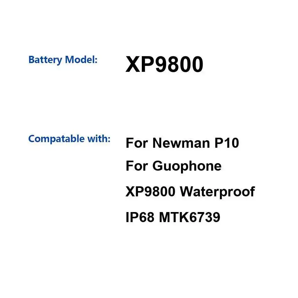 Fuente de alimentación confiable para Newman P10 para Guophone XP9800 impermeable IP68 MTK6739 6500Mah batería de teléfono móvil - imagen 3