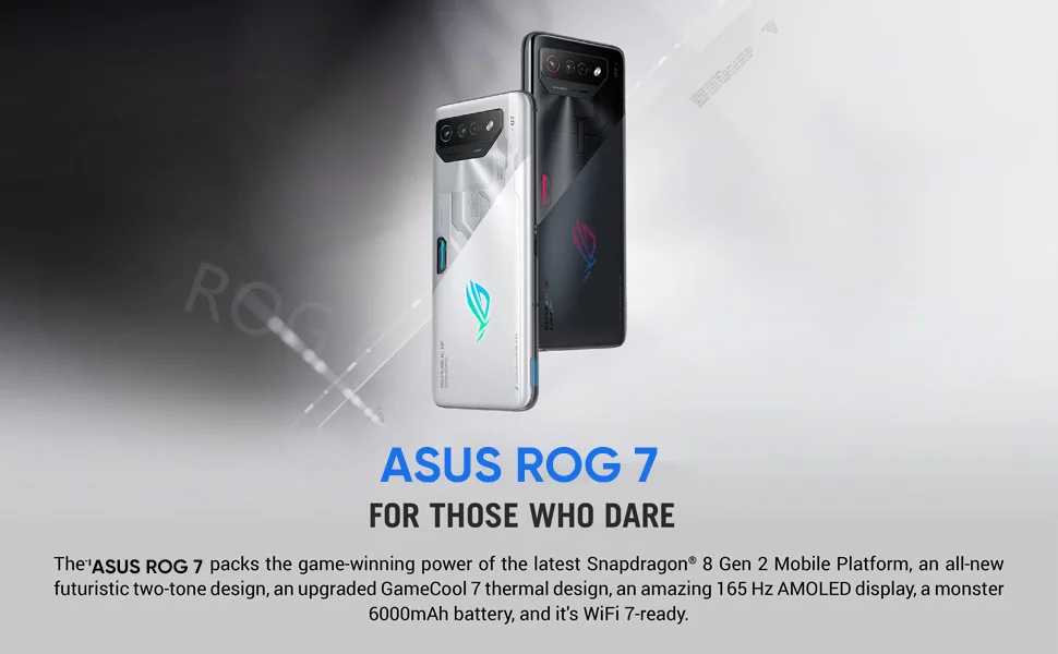 Un anuncio para el teléfono Asus Rog 7