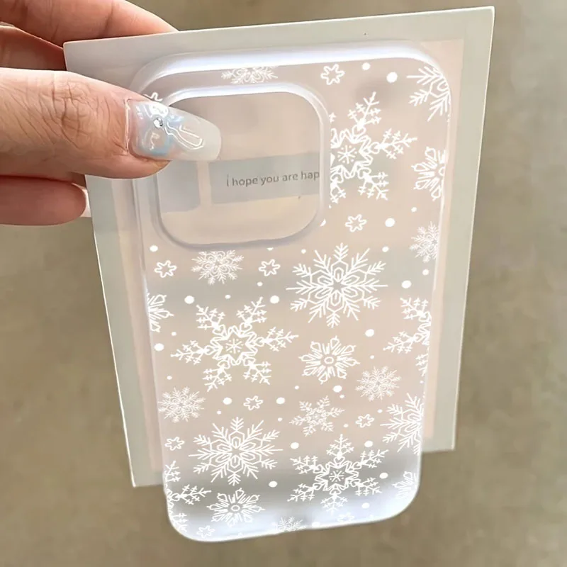 Funda de teléfono transparente con diseño de copo de nieve de Navidad e invierno para iPhone 17 16 15 14 13 12 11 Pro Max XS X XR 7 8 Plus 17 Air Cover
