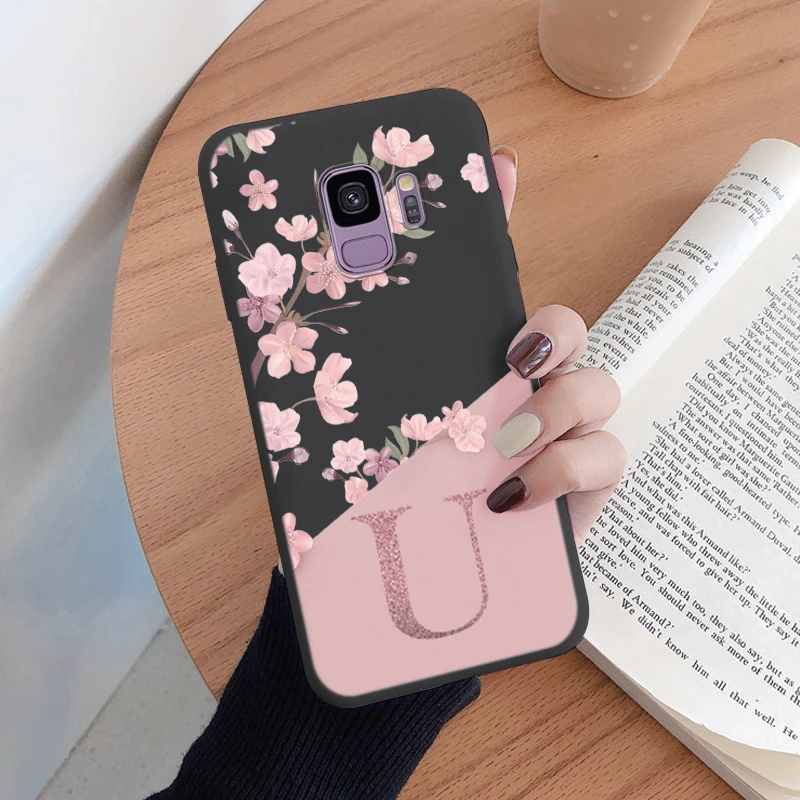 Para Samsung Galaxy S9 S 9 Plus Funda de teléfono letras rosas lindo patrón de flores Funda de silicona suave para Samsung S9Plus S9 + Coque - imagen 5
