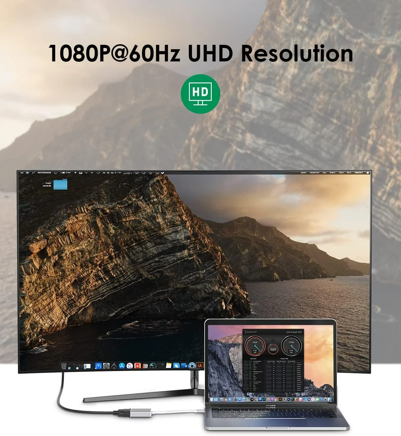 Adaptador USB C a D-SUB VGA de 15 pines Cable convertidor tipo C a VGA Compatible con Thunderbolt3/4 Macbook Pro a Monitor de proyector - imagen 2