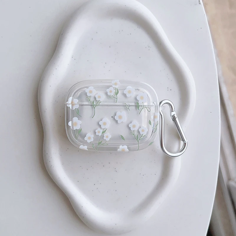 Funda inalámbrica Bluetooth para AirPods1/2/3 AirPods4 AirPods Pro y pro2 Tpu funda para auriculares con patrón de flores con llavero - imagen 3