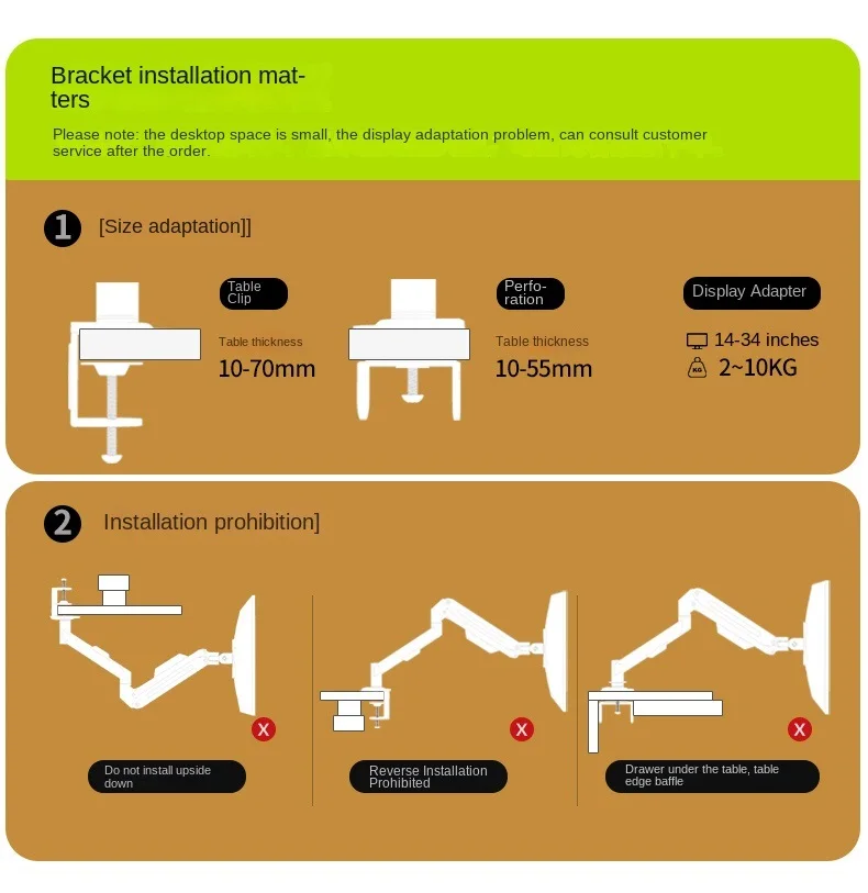 HILLPORT 14-34 "Soporte de brazo para Monitor de escritorio Resorte de Gas Soporte de montaje de movimiento completo Soporte de montaje para TV LCD LED Soporte para PC Color A1 - imagen 4