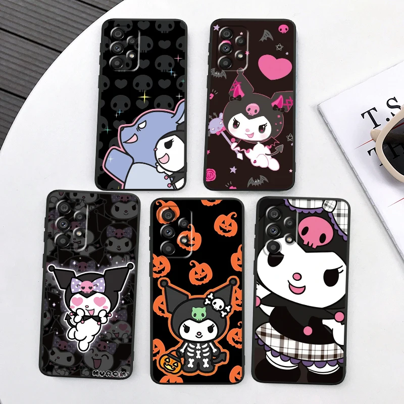 Sanrio Kuromi Melody Exquisite para Samsung A53, A52, A33, A32, A51, A71, A21S, A13, A73, A55, A22, A23, A35, A72, A54, A12, 5G, negro, TPU