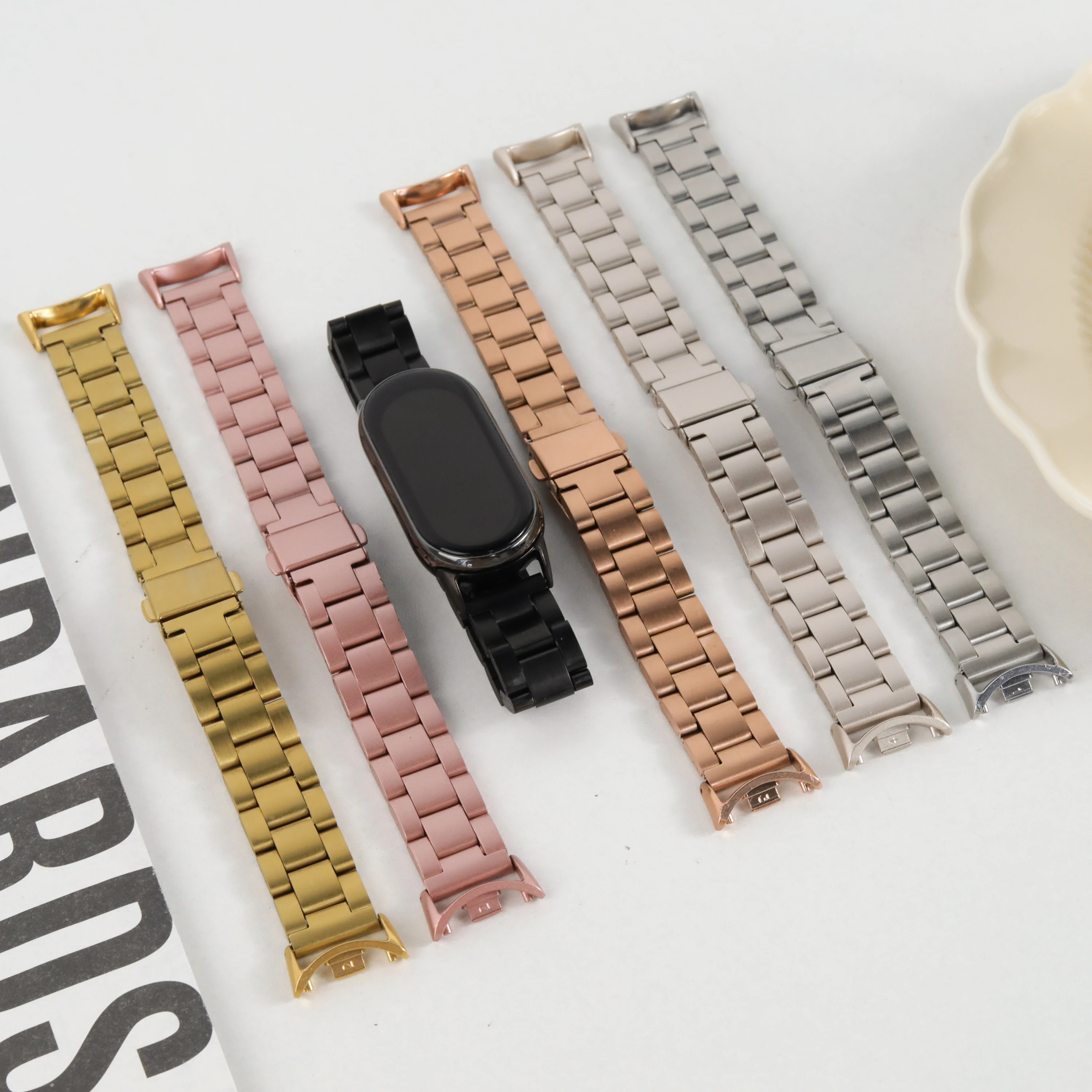 Correas de acero inoxidable para Xiaomi Mi Band 10 9 8, accesorios de correa, pulsera de repuesto de metal, pulsera miband8 9 10 NFC - imagen 2