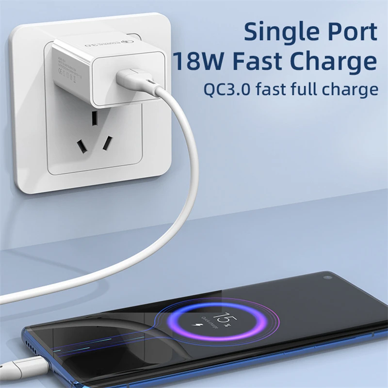 Cargador USB rápido QC3.0 para iPhone 6 7 8 14 Plus X XR XS 11 12 13 Pro Max Samsung Xiaomi Huawei cargador USB de viaje de carga rápida - imagen 5