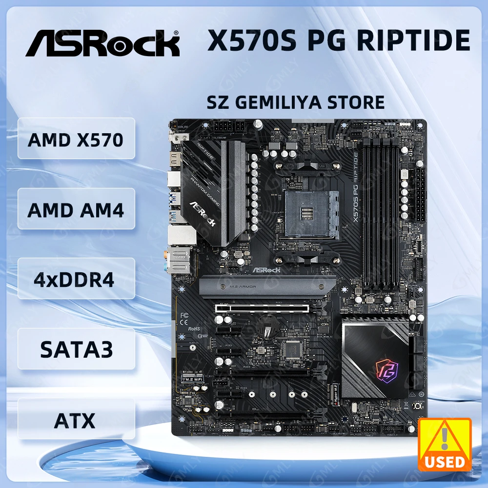 Placa base ASROCK X570 X570S PG RIPTIDE AM4 4 × DDR4 128GB PCI-E 4,0 ATX para Ryzen 5600 4600G PRO 2700 3400G cpu compatible con HDMI
