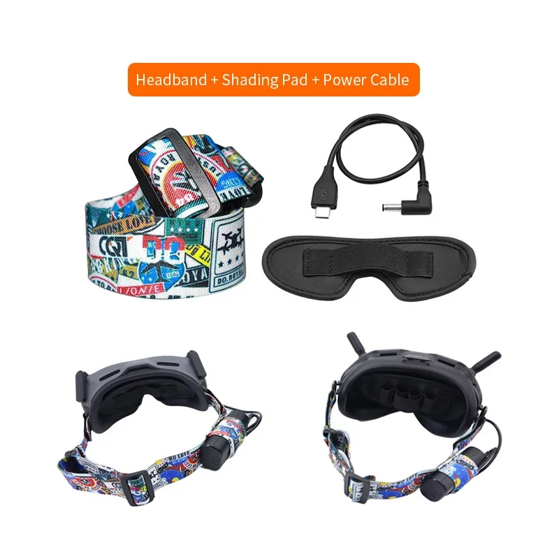 Para DJI AVATA diadema ajustable colorida línea de carga gafas cubierta a prueba de polvo conjunto para DJI Avata Drone Googles 2 Accesorios