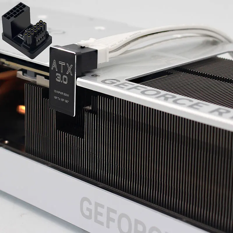 Angitu 12vhpwr adaptador de corriente 180 grados RTX 40/50 serie ATX3.0 tarjeta gráfica 5,0 600w 12 + 4 16 pines conector de giro macho a hembra - imagen 2