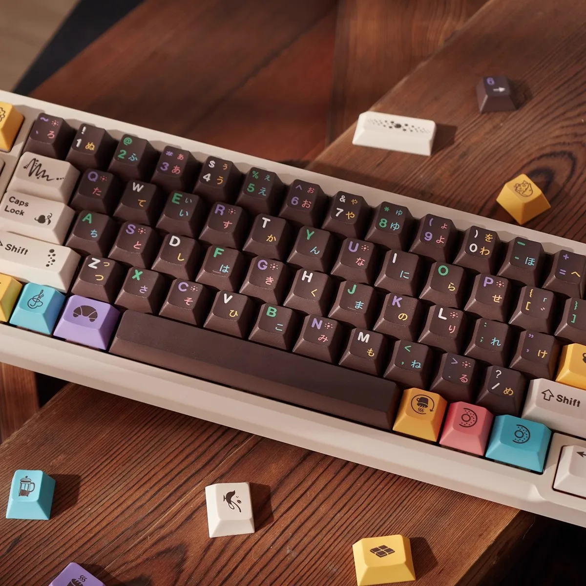 Glove X Domikey Choco Donuts Theme Keycap 152 teclas Juego completo Cherry Profile PBT Tapa de tecla de sublimación de tinte para teclado mecánico - imagen 4