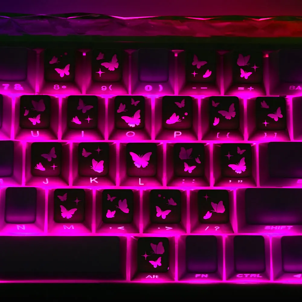 Teclas Translúcidas en Forma de Corazón, Color Rosa, 21 Teclas, Impresión Lateral, Acabado Satinado con Brillo Suave, Perfil Cherry, para DIY - imagen 3