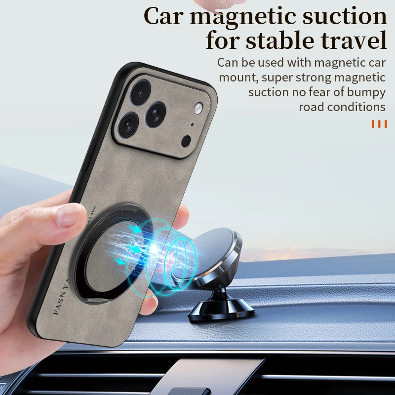 360 °   Funda con soporte para teléfono con rotación de grados para iPhone 17 Air 16 15 14 Plus 13 12 mini 11 Pro XS Max XR X Funda de piel de oveja