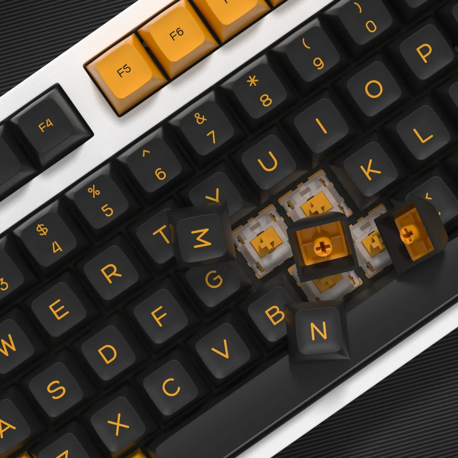 KBDiy-Juego de teclas de perfil PBT SA, color negro y amarillo, personalizado para teclado de juego mecánico, doble disparo, ISO, 142 teclas, DIY - imagen 2