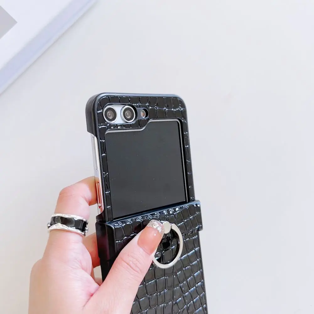 Funda de cuero PU con anillo para Samsung Galaxy Z Flip 5 4, funda protectora trasera, funda de teléfono para Samsung Z Flip 5 4 - imagen 5