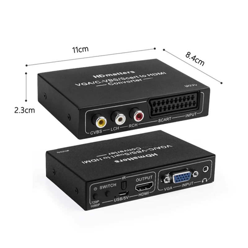 Convertidor AV Scart a HDMI, Scart compuesto + VGA + convertidor AV a HDMI, escalador con salida remota VGA AV Scart de entrada a HDMI para wii PS2 - imagen 5