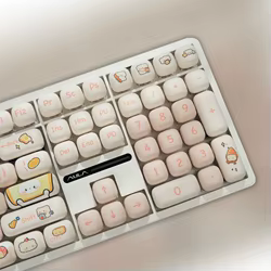 Teclas de oso de pan, Material PBT, redondas y lisas, sublimación de dibujos animados, decoración de teclado HI8 K99, regalos para mujeres y niñas