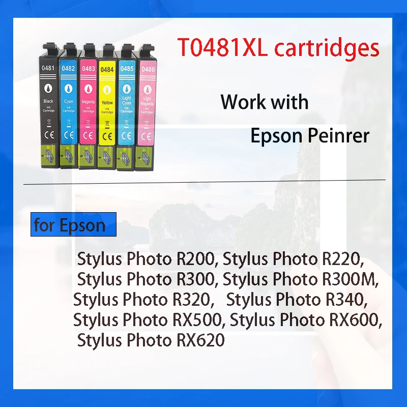 Einkshop-cartucho de tinta T0481 T0486 para impresora Epson Stylus Photo R200 R220 R300 R300M R320 R340 RX500 RX600 RX620 RX640 - imagen 3