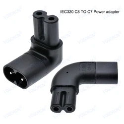 Adaptador IEC C7 a C8 Acodado 90° – Cable Alimentación Corriente