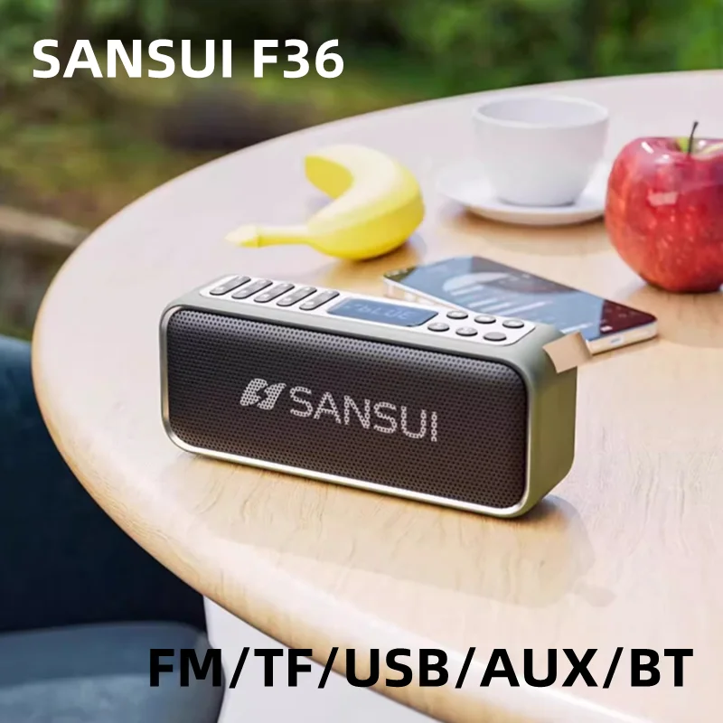 Altavoz Bluetooth Retro SANSUI F36 18W Mini altavoz doble Radio para personas mayores reproductor de música enchufable altavoz portátil compatible con FM/TF/AUX - imagen 3