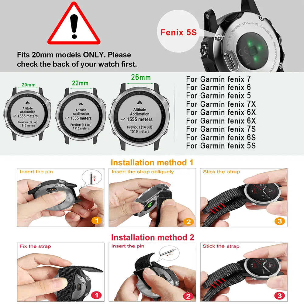 Correa de nailon de 20 22mm 26MM para Garmin Fenix 8 7X 7 7S 6X 6S 6 Pro 5X 5Plus 5S Forerunner 965 955 935 945 Quatix 6 5 - imagen 5