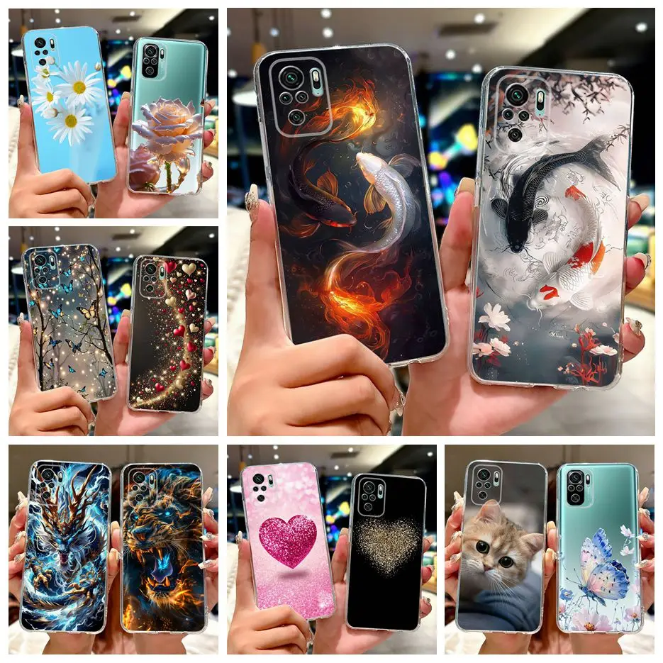 Para Xiaomi Redmi Note 10 4G funda Note 10S Linda funda pintada Koi de la suerte funda de teléfono de silicona suave para Redmi Note 10 Pro Max Fundas