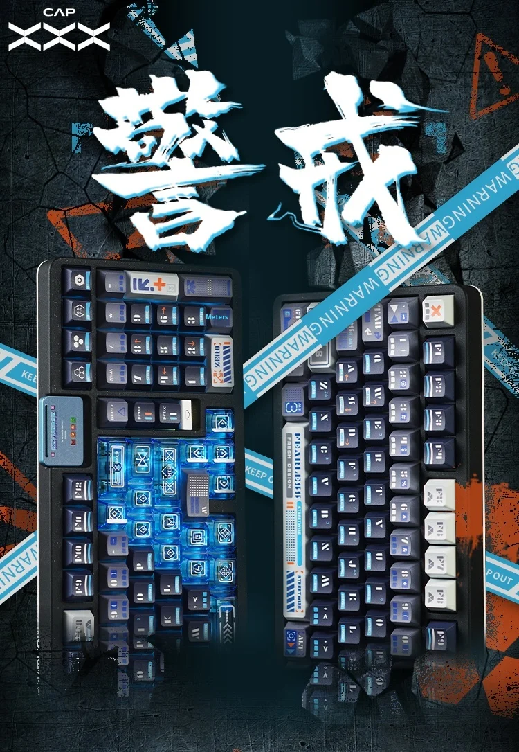 Capxxx-teclas de teclado mecánico de advertencia, grabadas en el lateral, Pbt, sublimación térmica de cinco lados, transparentes, accesorio para ordenador portátil - imagen 3